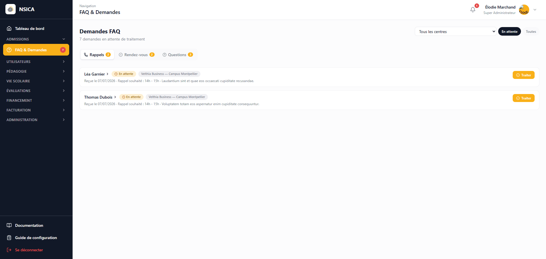 Captation et CRM prospects dans NSICA